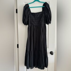 Abercrombie and Fitch Black Linen Emerson Midi Dress